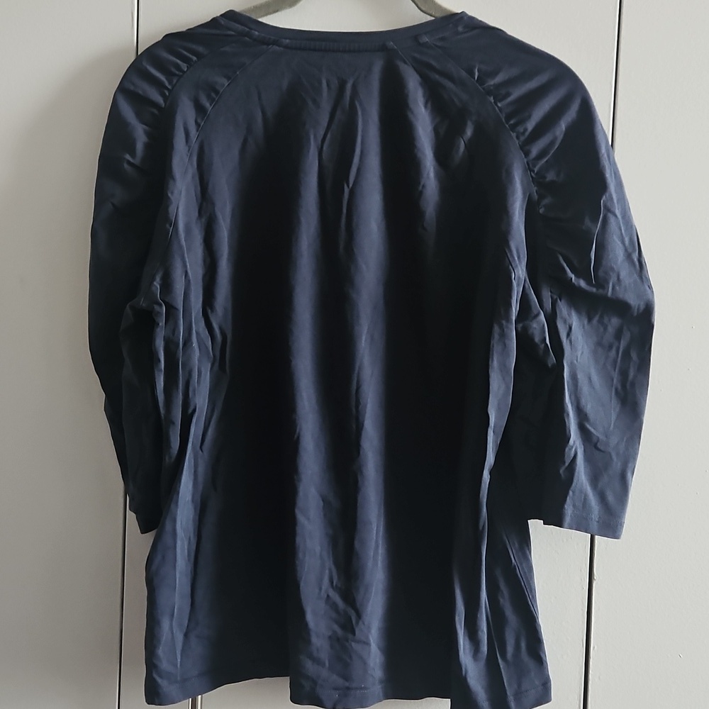 Ba&sh Navy Blue Size M (2) Three Quarter Tee With Ruches Sleeves - Picture 4 of 4